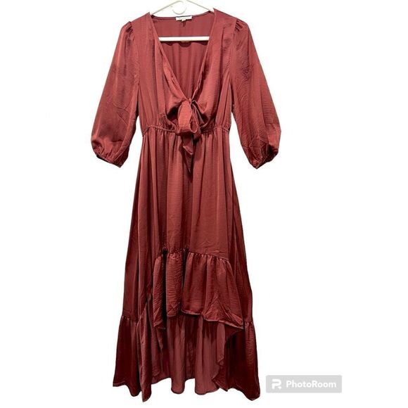 Bae Vely tie front asymmetrical light weight maxi dress size S - Picture 2 of 11